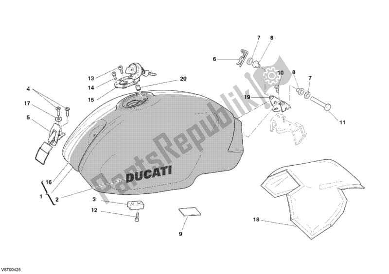 Toutes les pièces pour le Réservoir D'essence du Ducati Monster S2R 800 2005
